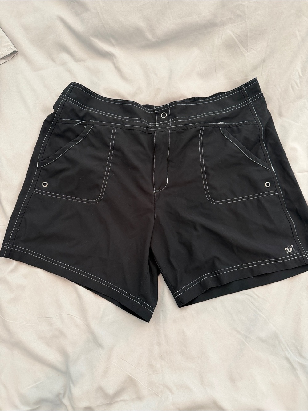 ZeroXposur Black Bikini Shorts with White Stitching